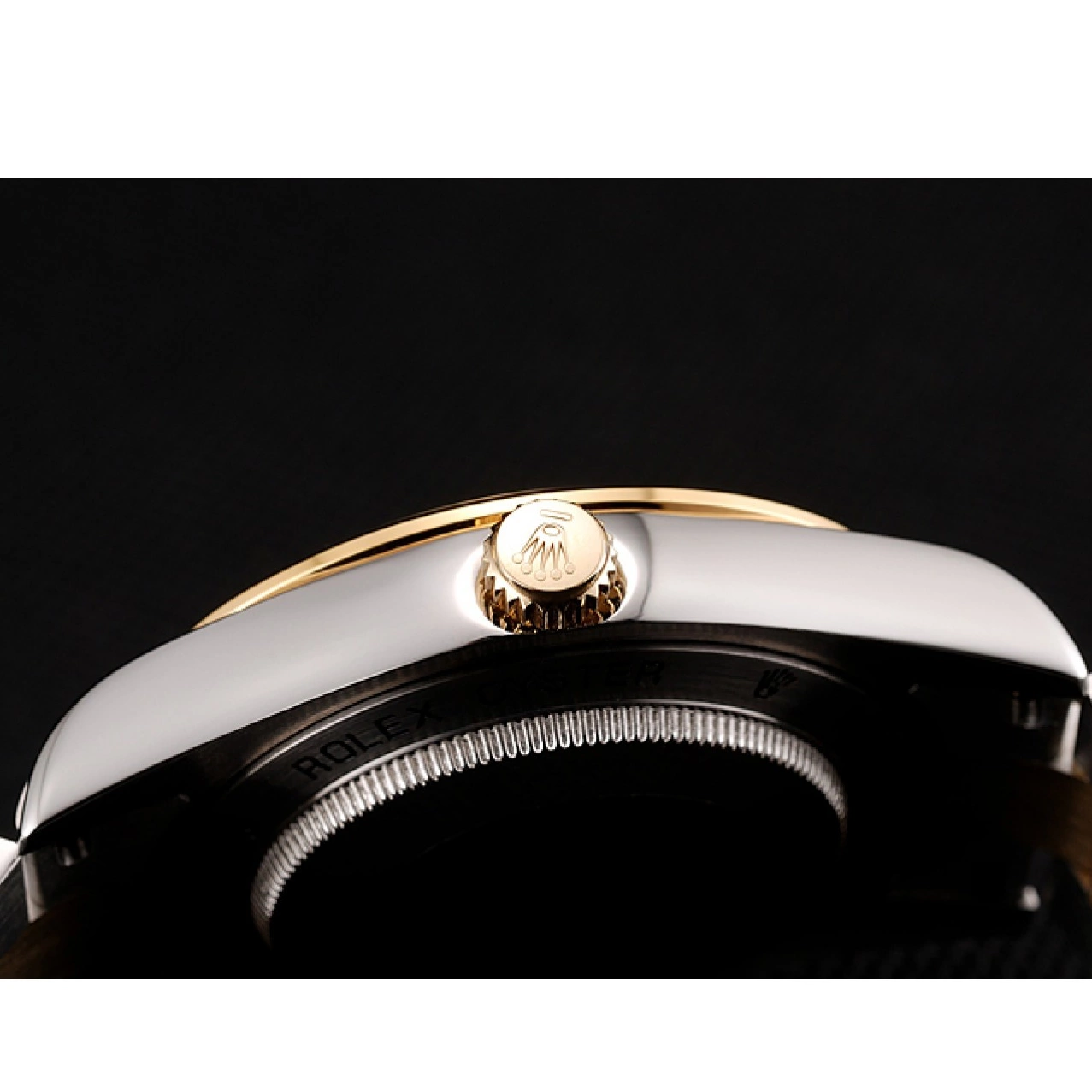 Good copy rolex watches Steel Case Dial Black Two Tone Gold Rolex 1453975 Bracelet Stainless Diamond Swiss Day-Date 0716